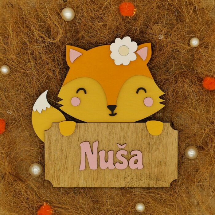 Lesena otroška tabla z motivom: Lisička