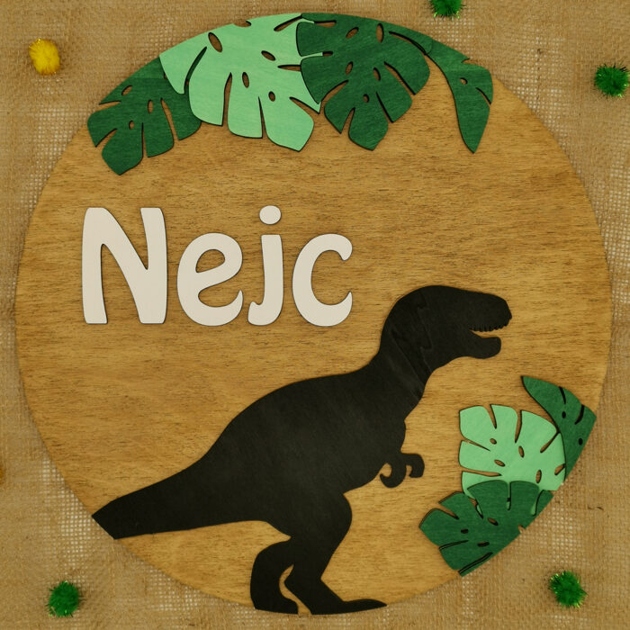 Lesena otroška tabla z motivom: Dinozaver