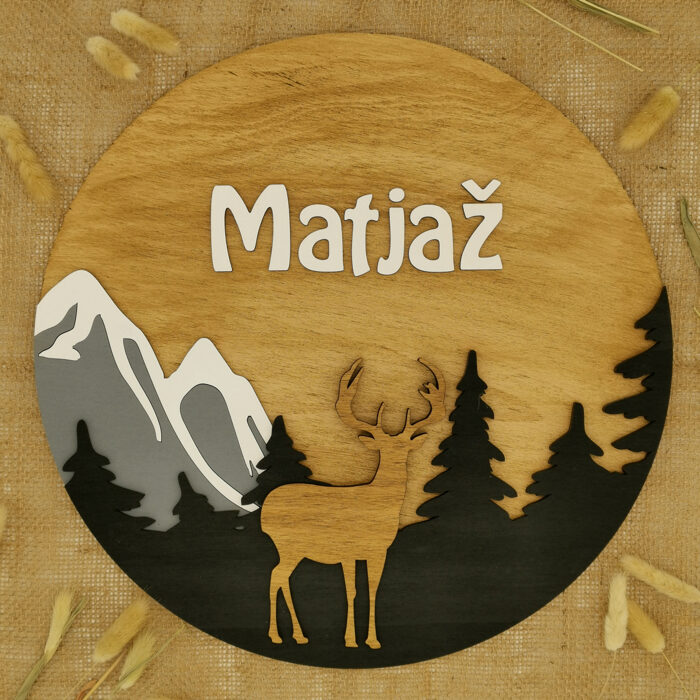 Lesena otroška tabla z motivom: Jelen