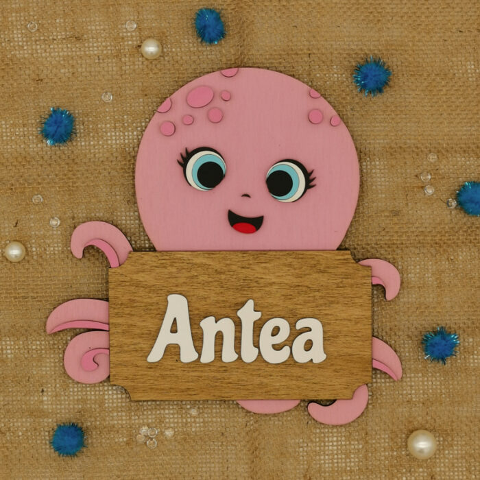 Lesena otroška tabla z motivom: Hobotnica