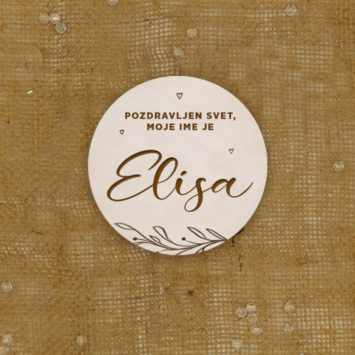 Lesena pozdravljen svet kartica z imenom